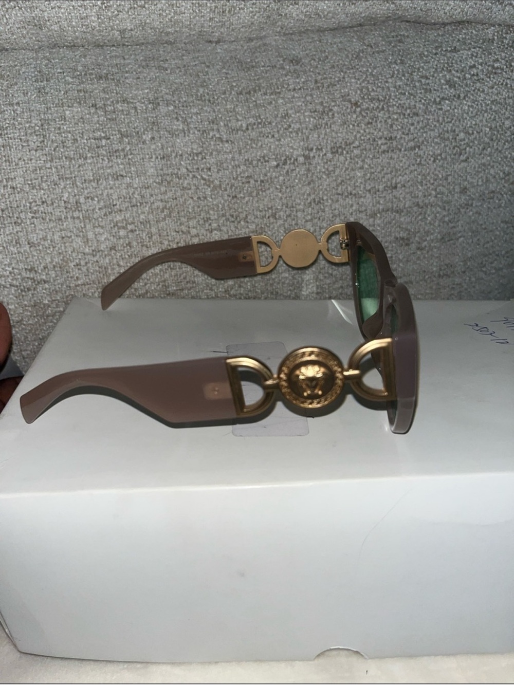 Versace Brown Sunglasses with Gold Medallion Accent